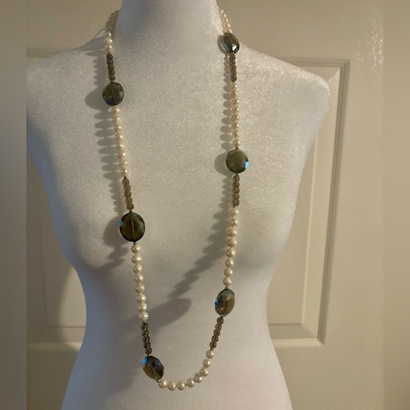 Smoky Quartz Pearl and Sterling Silver Necklace NWT - Picture 2 of 12